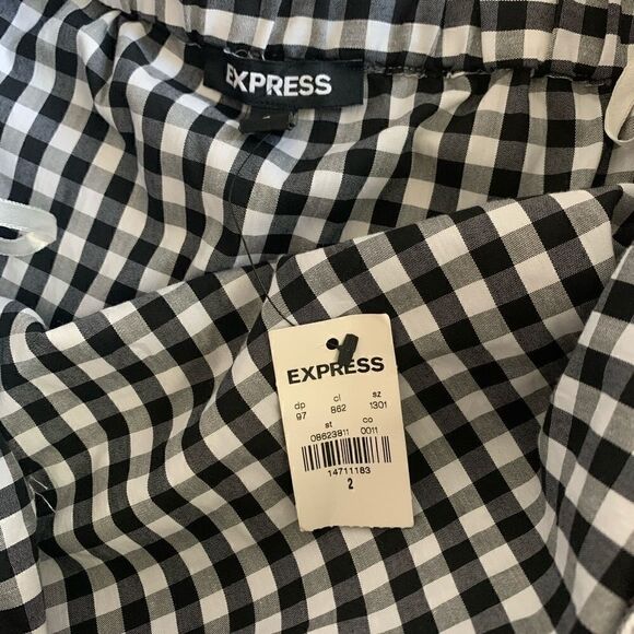 Express Off-the-Shoulder Gingham Plaid Top - Picture 5 of 5
